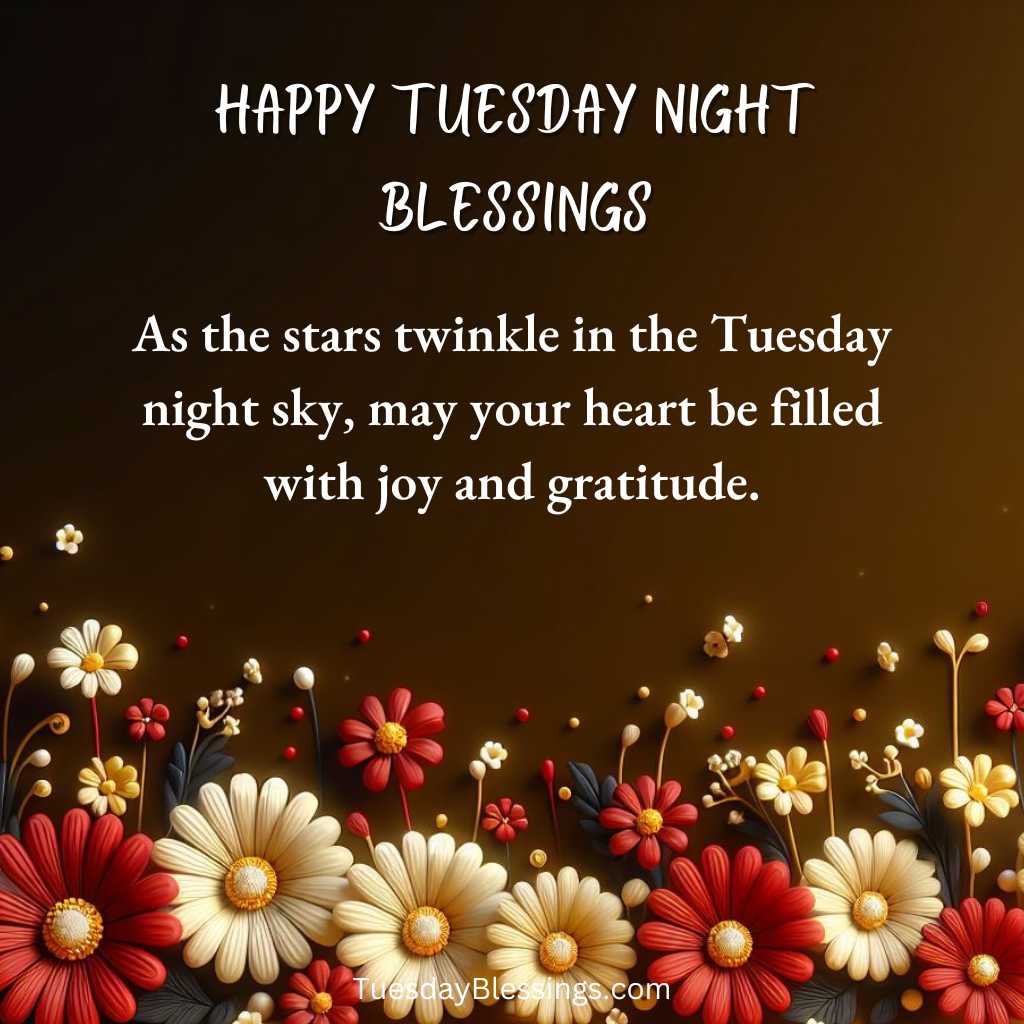 As the stars twinkle in the Tuesday night sky, may your heart be filled with joy and gratitude.