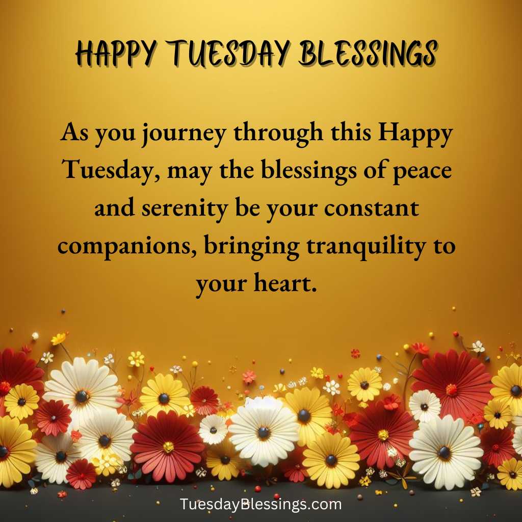 As you journey through this Happy Tuesday, may the blessings of peace and serenity be your constant companions, bringing tranquility to your heart.