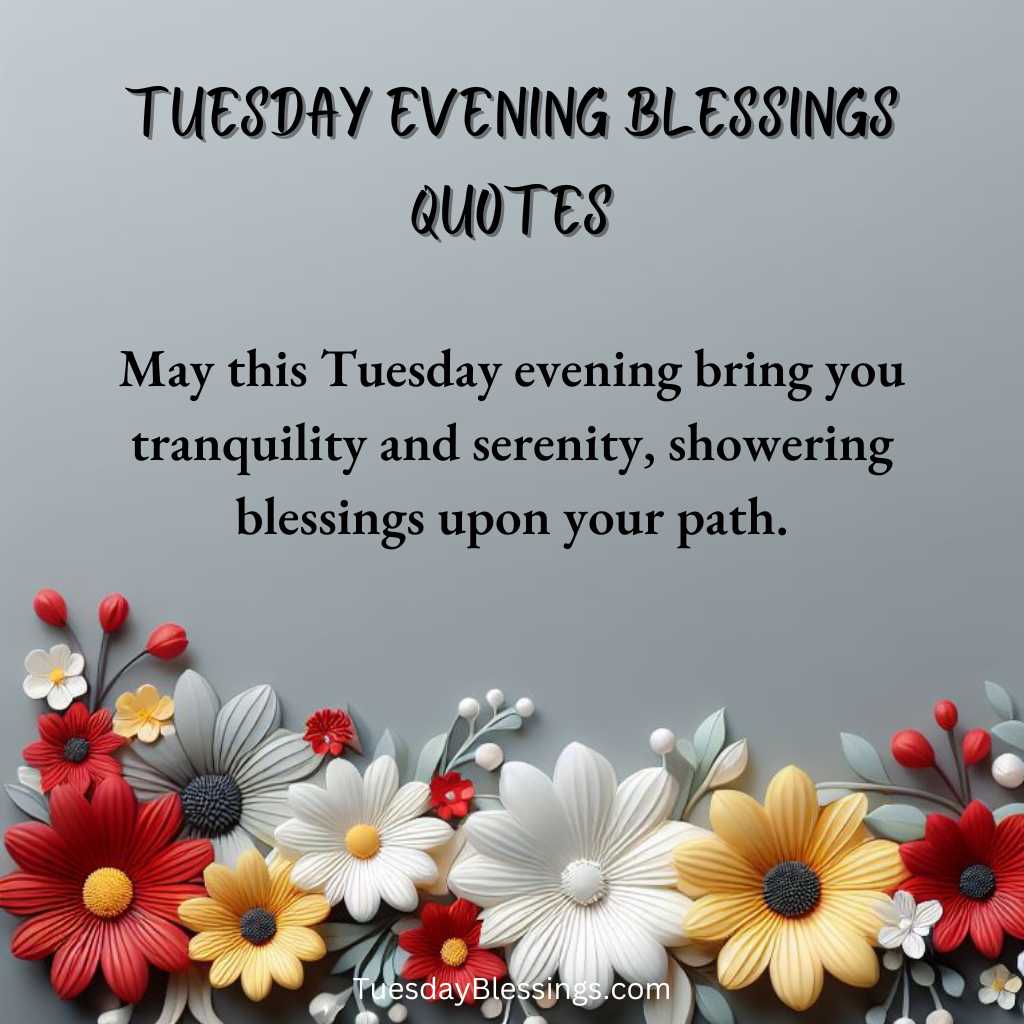 May this Tuesday evening bring you tranquility and serenity, showering blessings upon your path.